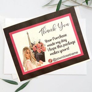 Thank You Cards for Small Business With  Blonde Girl in Paris Design